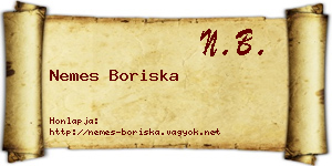 Nemes Boriska névjegykártya